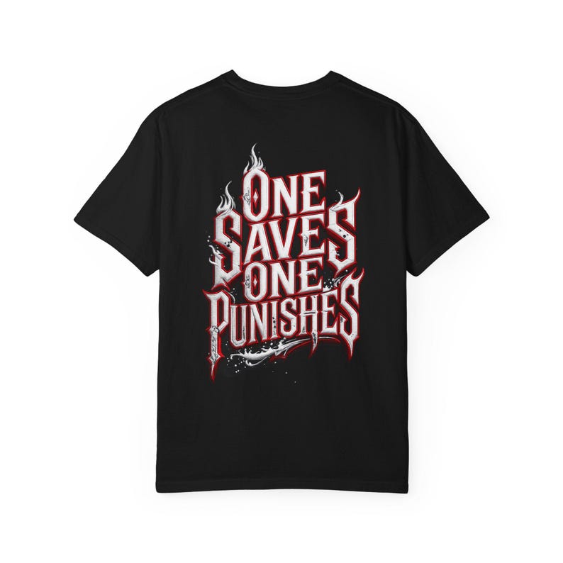 Camiseta Homem-Aranha x Justiceiro | Camiseta com estampa "Um salva, um pune" | Camiseta do Homem-Aranha imagem 5