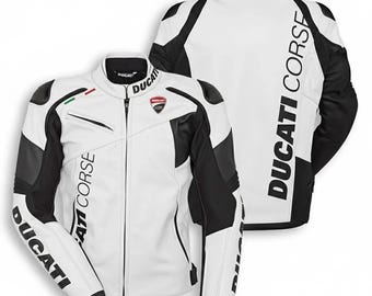 Ducati  Motorcycle Leather Jacket, Biker Racing Jacket, Premium Cowhide Leather Jacket MotoGP Gear Motorcycle Bike Rider Jacket Gift For Him