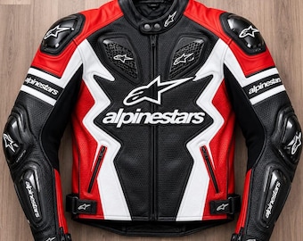 Veste en cuir de course Alpinestar en cuir de vachette véritable, protection inspirée du cuir de vachette, équipement blindé, cadeau pour motard sport moto streetwear