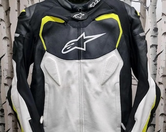 Chaqueta de cuero para motociclista Alpinestars, armadura para motociclista, chaqueta protectora para moto de calle y pista, protección CE.