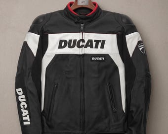 Ducati Leather Motorcycle Jacket for Men Premium Biker Riding Jacket CE Armor Protection Racing Style Street Motorcycle Gear Gift For Him