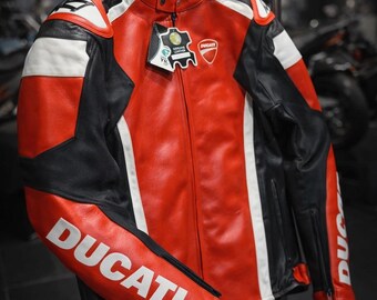 Ducati Motorcycle Racing Leather Jacket Biker Cafe Racer Riding Gear Premium Genuine Leather Moto Rider Coat Racing Apparel Gift For Him