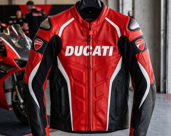 Ducati Leather Racing Jacket Genuine Cowhide Cafe Racer Protective Riding Gera Armored Motorbike Jacket Sport Biker Rider Gift For Him Her