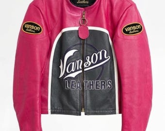 Chaqueta de cuero Vason estilo motociclista vintage, estilo cafe racer, de cuero genuino, estilo streetwear, ideal como regalo para mujeres.
