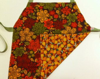 Child's Apron / Smock, reversible autumn flowers