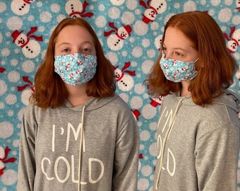 Holiday Flannels! Reuseable super-soft double- or triple-layer cotton flannel face mask with durable nose wire, adult and youth sized