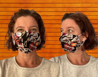 Updated design! Reuseable triple-layer cotton face mask with durable nose wire, optional sipper, adult and youth sized