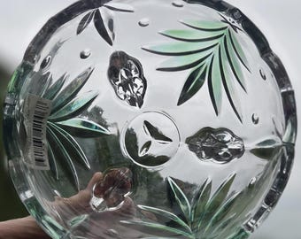 Vintage Mikasa Holiday Evergreen Emerald 6” Crystal 3-Footed Bowl WY157 In Box