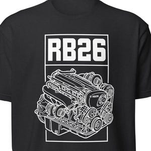 RB26 Engine Blueprint T-Shirt, Twin-Turbo Inline-Six JDM Car Enthusiast Tee