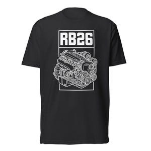 RB26 Engine Blueprint T-Shirt, Twin-Turbo Inline-Six JDM Car Enthusiast Tee