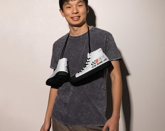 One More Lap Men’s high top canvas shoes