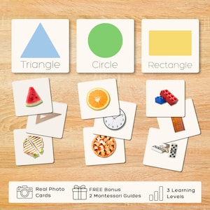 Montessori Shape Matching Game, Real Photo Shape Sorting Activity, Preschool Printable, Early Learning, Digital Download