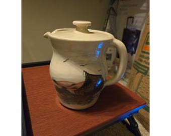 Paul Story Pottery Marshall TX handgeschilderde schuurlandschap kan met deksel
