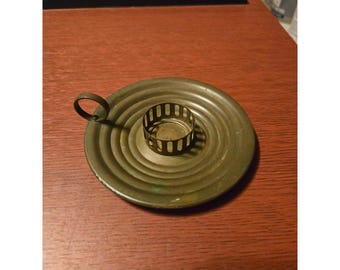 Vintage Dart Craftsman Corp NY Brass Chamberstick Candle Holder Saucer