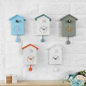 Cuckoo Wall Clock with Pendulum, Battery Operated Bird Clock, Modern Quartz Wall Clock, Living Room Decor, Office Wall Clock, Home Gift