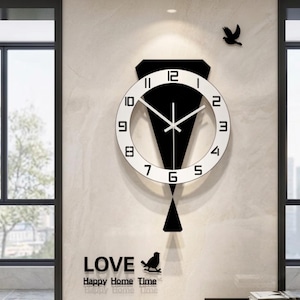 Elegant Swinging Pendulum Wall Clock, Silent Non-Ticking Wall Clock, Modern Home Decor for Living Room Bedroom Entryway