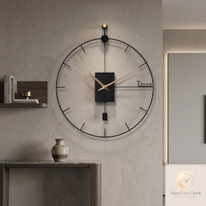 Modern Swinging Pendulum Wall Clock, Large Silent Wall Clock, Minimalist Home Decor