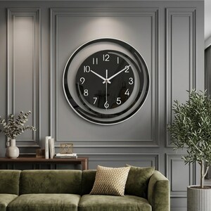 Modern Acrylic Wall Clock with Swinging Pendulum, Minimalist Silent Wall Clock, Living Room Decor, Bedroom Hanging Clock
