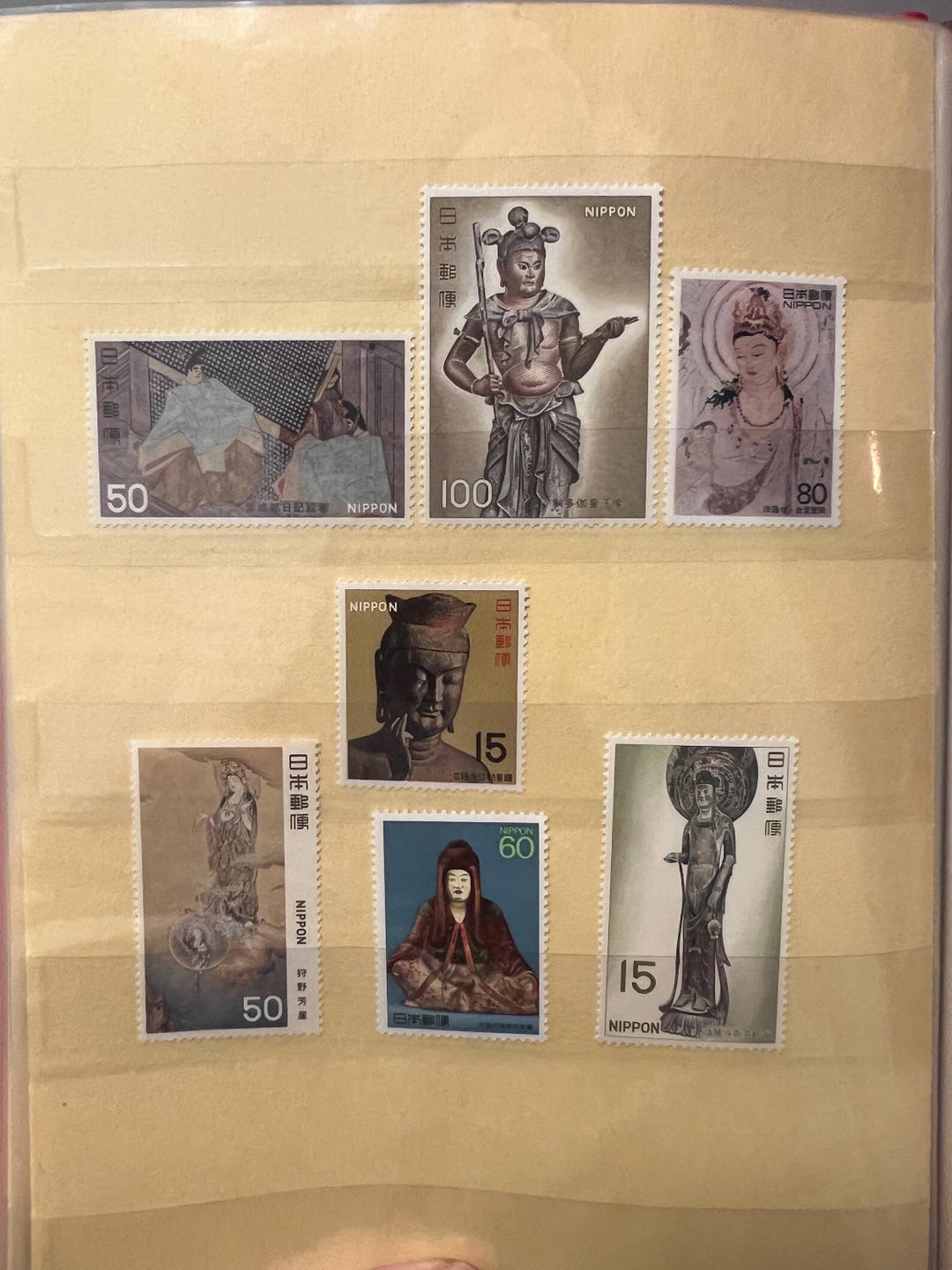 Vintage Japanese National Treasures Stamp Collection | Buddhist