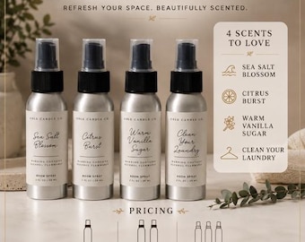Handmade Room Spray | Long Lasting Home Fragrance | Sea Salt Blossom | Citrus Burst | Warm Vanilla Sugar | Clean Your Laundry