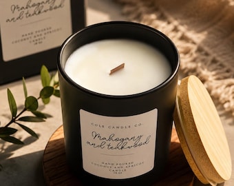 Mahogany Teakwood Coconut Apricot Candle | Wood Wick, Hand Poured Fragrance