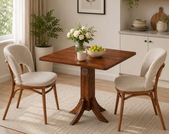 Round Dining Table, Walnut Kitchen Table for 2 4 People, home decor