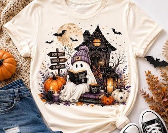 Halloween PNG | Cute Ghost Haunted House Clipart, Spooky Sublimation Design, Printable Digital Download