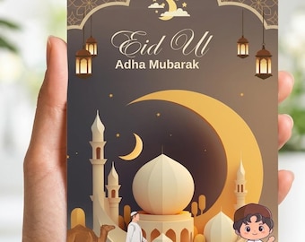 Eid Mubarak Card, Eid Ul Adha Greeting, Islamic Muslim (Digital Download)