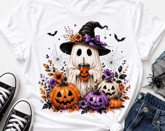 Halloween Ghost PNG | Cute Spooky Ghost Clipart, Witch Hat Pumpkin Design, Halloween Sublimation PNG, Digital Download