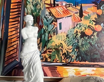 Statua della Venere di Milo in stile vintage | Scultura busto greco arredamento bianco antico