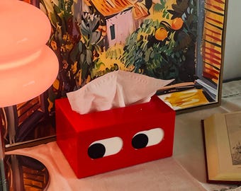 Copri scatola di fazzoletti rosso di design | Ispirazione vintage per arredamento retrò pop
