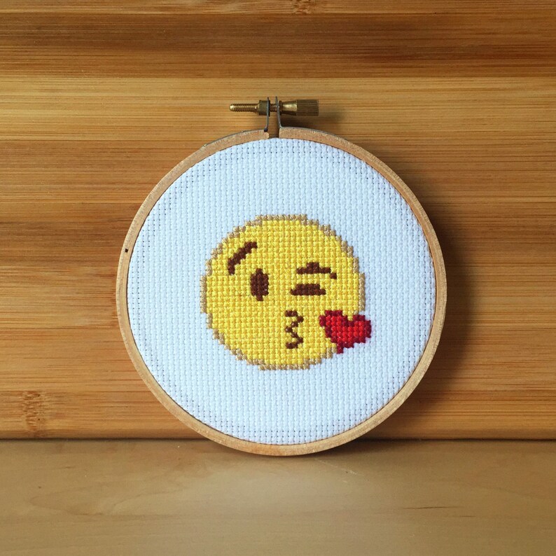 PATTERN: Throw Kiss Emoji Funny Cross Stitch Pattern Heart | Etsy