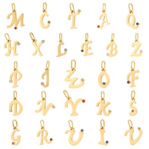 Anfangsbuchstabe Anhänger, vergoldetes S925 Sterling Silber, A-Z Schreibschrift, Buchstabe, Schreibschrift Charm, passend für Pandora Armband