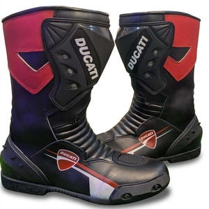 Botas de moto de cuero Ducati - Botas de montar reforzadas de caña alta para hombre