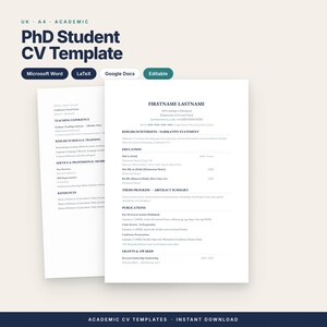 Pode incluir: Um modelo de curr&iacute;culo acad&eacute;mico para estudantes de doutoramento em formato A4 para Microsoft Word, LaTeX e Google Docs. O documento inclui sec&ccedil;&otilde;es para interesses de investiga&ccedil;&atilde;o, educa&ccedil;&atilde;o, tese, publica&ccedil;&otilde;es e bolsas.