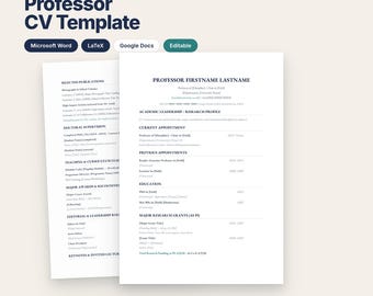 Lebenslaufvorlage für Professoren (UK) | Lebenslauf für höhere wissenschaftliche Positionen (Dozenten- und Lehrstuhlinhaber) | Bearbeitbare Word- und LaTeX-Datei | A4-Download