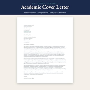 Academic Cover Letter Template | Tenure Track Faculty Job Application Letter | Editable Word | Matches Academic CV | Instant Download