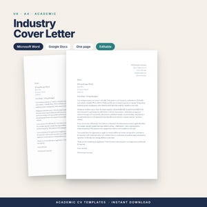 K&ouml;nnte beinhalten: Eine akademische Anschreiben-Vorlage im A4-Format f&uuml;r Microsoft Word und Google Docs. Das Dokument bietet ein klares, professionelles Layout mit Platzhaltern f&uuml;r Kontaktinformationen, Empf&auml;ngerdaten und den eigentlichen Textinhalt.