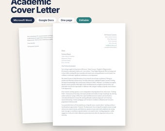 Academic Cover Letter Template UK | Lecturer & Postdoc Job Application Letter | Editable Word | Matches Academic CV | Instant Download