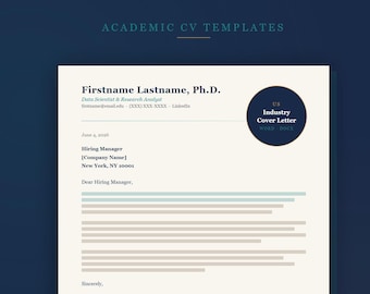 Industry Cover Letter Template US | PhD & Postdoc Career Transition | Word .docx | Academic to Industry