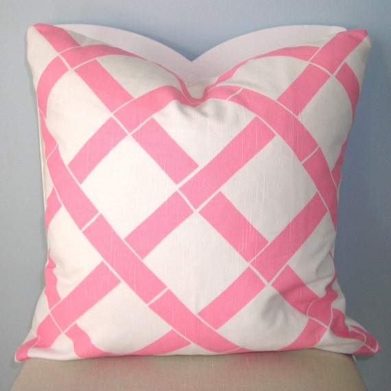 Items similar to Pink and White Geometric Decorative Pillow Cover 20 x
