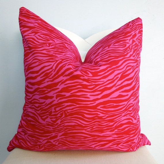 Items similar to Hot Pink Zebra Stripe Decorative Pillow Cover 18 x 18 on Etsy