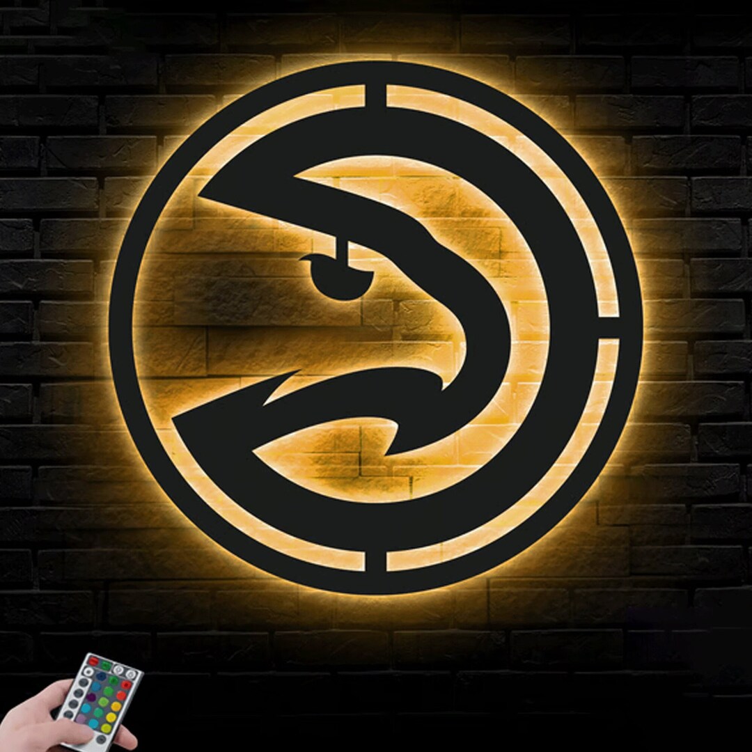 Atlanta Hawks Led Metal Sign, NBA Logo Metal Led Wall Sign, NBA Metal ...