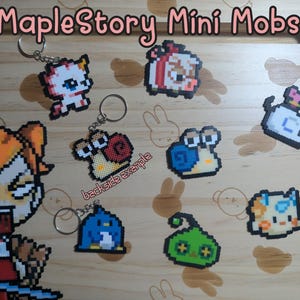 Mini Mob di MapleStory in Pixel Art / Portachiavi, Magnete e altro realizzati a mano con perline termofusibili / Perler