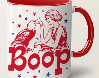 Boop Eagle Mug, Funny Patriotic Vintage Girl Boop Eagle Graphic Mug, 4th July Retro America Mug, Patriotic Boop The Eagle