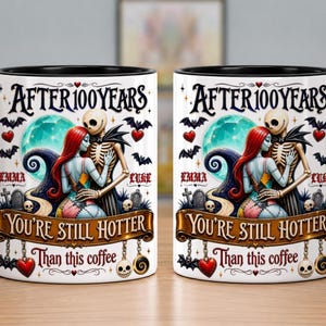 Midnight Romance Accent Mug, Personalized Gifts For Couple, You're Still Hotter Than This Coffee,Nightmare Before Christmas Anniversary Gift imagen 1