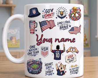 Personalized National Team Soccer Fan Mug, World Cup 2026 Mug, Custom Name Coffee Mug, 2026 Football Supporter Gift, Soccer Lover Cup