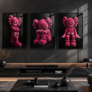 Pink and Black Kaws Picture - Etsy