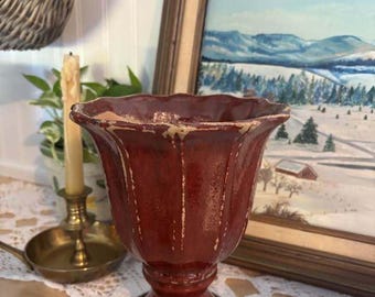 Vintage rode keramische urnvaas