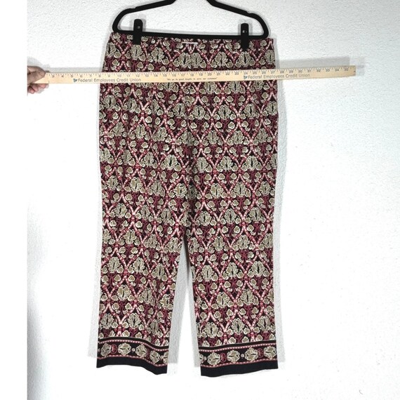 Harold's Red Floral Geometric Cropped Pants - 16 - Cotton Stretch Boho Eclectic View 3